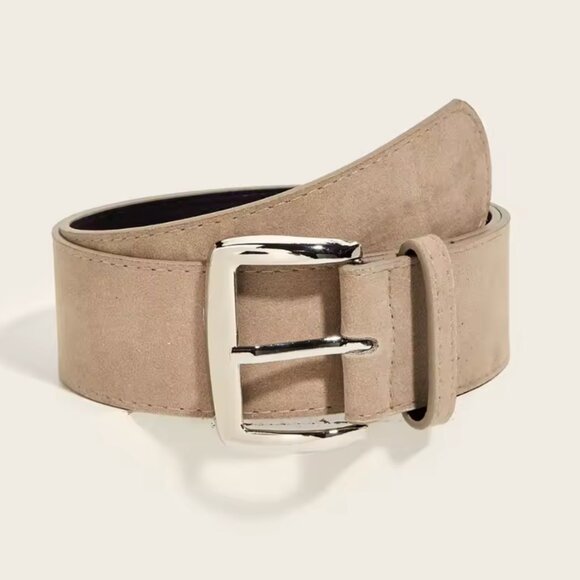 Brown Suede Belt Silver Buckle